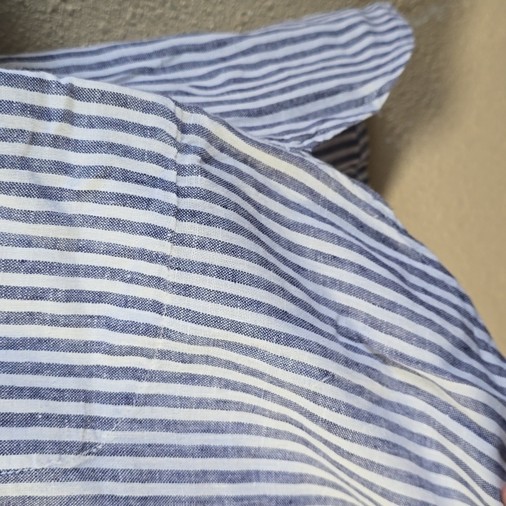Tahari Striped Linen Tunic Top - Picture 6 of 7
